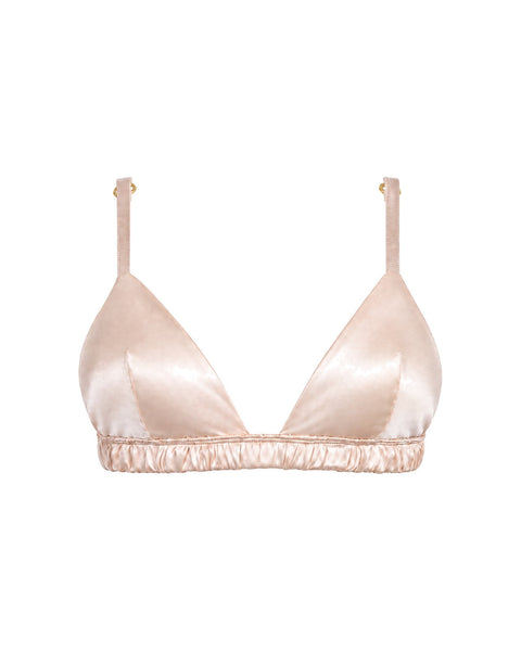 Silk Triangle Bra in Pink Champagne