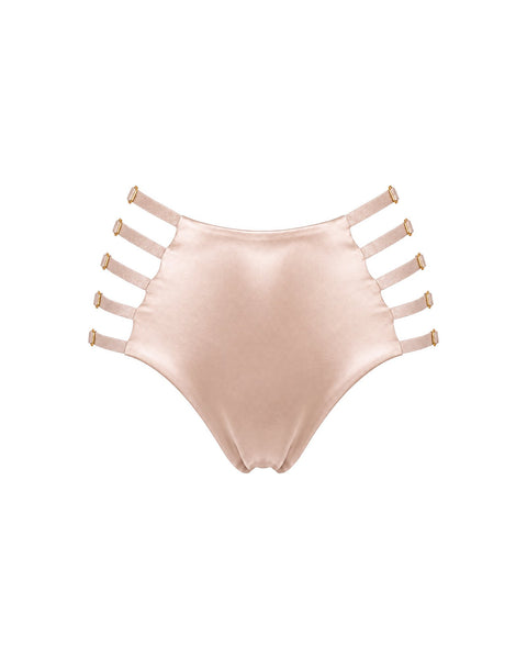 Strappy High-Waist Silk Panty in Pink Champagne