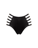 Strappy High-Waist Silk Panty in Black, front view
