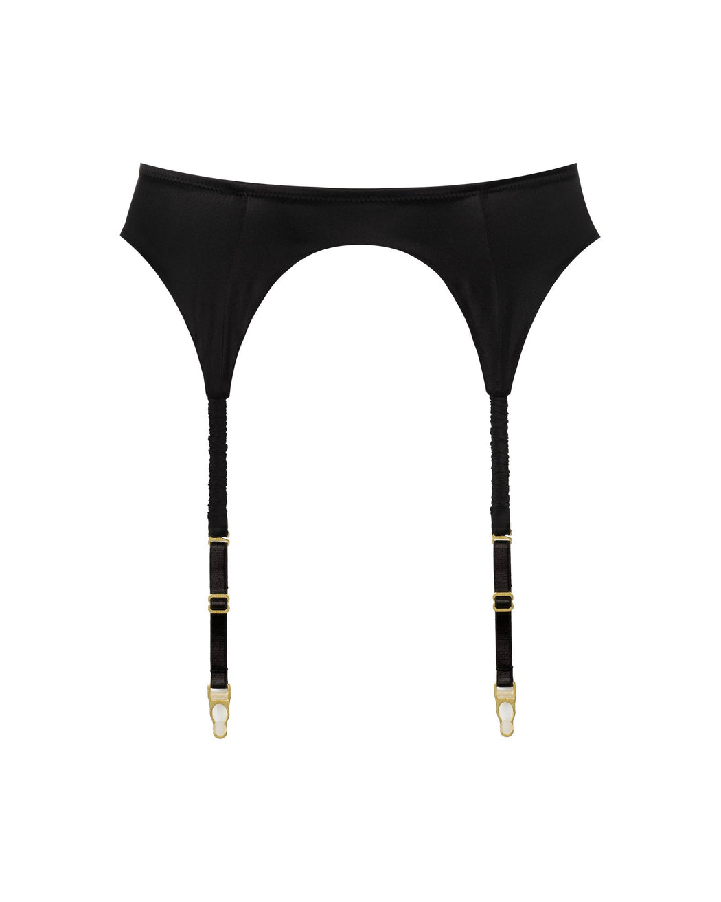 Silk Garter Belt in Black, front view