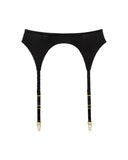 Silk Garter Belt in Black, front view