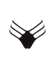 Strappy Silk Thong in Black, front view