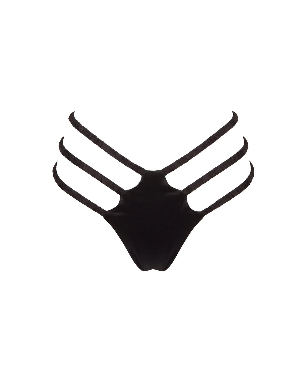 Strappy Silk Thong in Black, front view