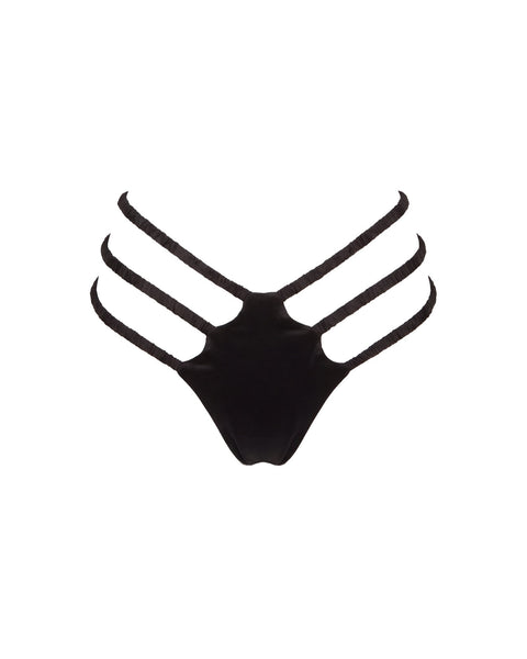 Strappy Silk Thong in Black