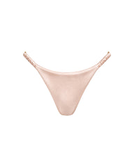 Ruched Silk Thong in Pink Champagne, front view