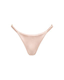 Ruched Silk Thong in Pink Champagne, front view