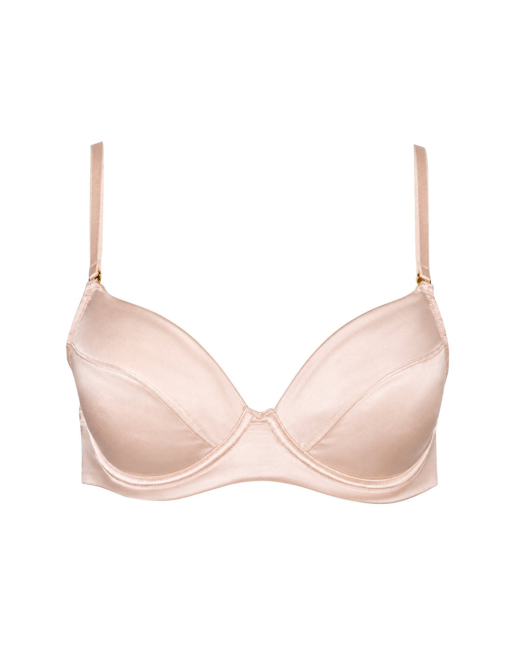 Silk Push-Up Bra in Pink Champagne, classic strap configuration, front view
