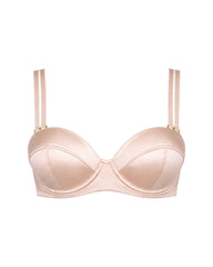 Silk Longline Bra in Pink Champagne, classic strap configuration, front view
