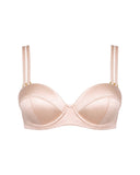 Silk Longline Bra in Pink Champagne, classic strap configuration, front view