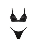 Black silk lingerie set, front view