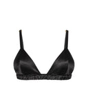 Silk Triangle Bra in Black, front view