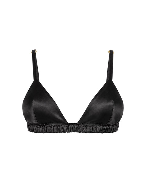 Silk Triangle Bra in Black
