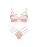 Pink Champagne silk lingerie set, front view