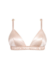 Silk Triangle Bra in Pink Champagne, front view