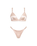 Pink Champagne silk lingerie set, front view