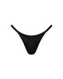 Ruched Silk Thong in Black, front view