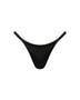 Ruched Silk Thong in Black, front view