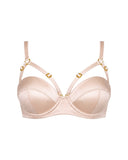 Silk Longline Bra in Pink Champagne, front view