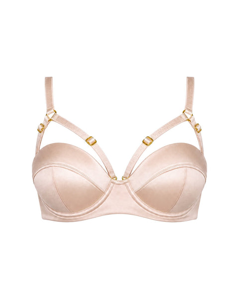 Silk Longline Bra in Pink Champagne