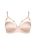 Silk Longline Bra in Pink Champagne, front view