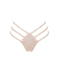 Strappy Silk Thong in Pink Champagne, front view