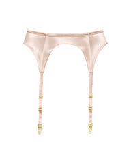 Silk Garter Belt in Pink Champagne, front view