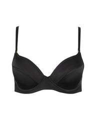 Silk Push-Up Bra in Black, classic strap configuration, front view