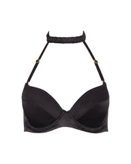 Silk Push-Up Bra in Black, front view