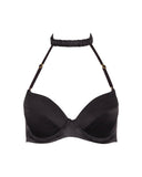 Silk Push-Up Bra in Black, front view