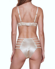 Strappy High-Waist Silk Panty in Pink Champagne, back view