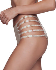Strappy High-Waist Silk Panty in Pink Champagne, side view