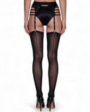 Back-Seamed Stockings in Black, back view