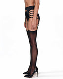 Back-Seamed Stockings in Black, side view