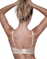 Silk Longline Bra in Pink Champagne, back view