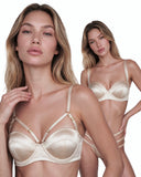 Silk Longline Bra in Pink Champagne, two ways to wear, shown with two strap styles