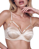 Silk Longline Bra in Pink Champagne, alternate strap style, front view