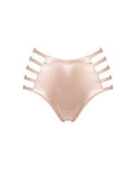 Strappy High-Waist Silk Panty in Pink Champagne, front view