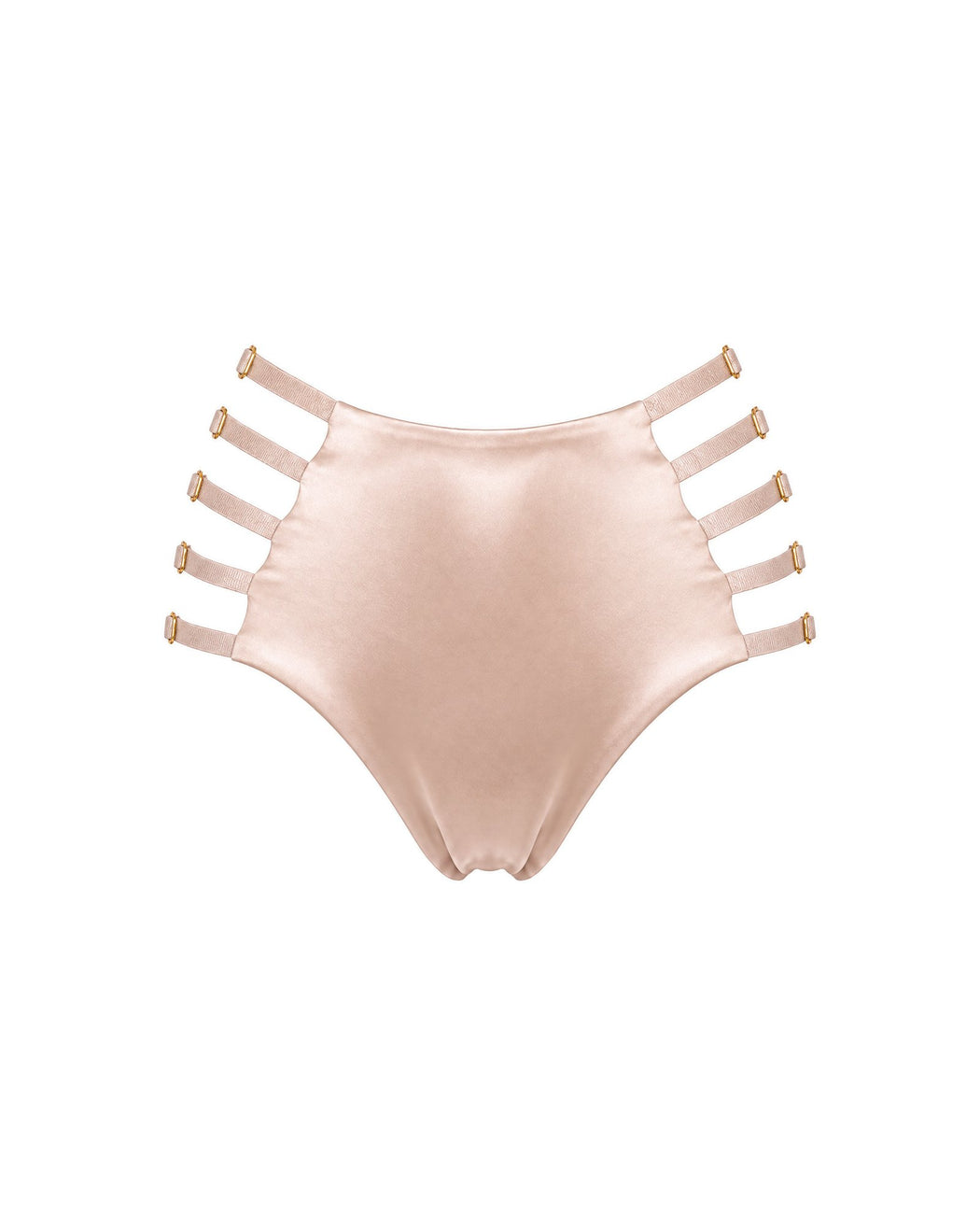 Strappy High-Waist Silk Panty in Pink Champagne, front view