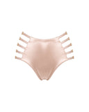 Strappy High-Waist Silk Panty in Pink Champagne, front view