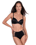 Silk Push-Up Bra in Black, front view