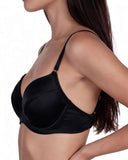Silk Push-Up Bra in Black, side view
