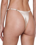 Ruched Silk Thong in Pink Champagne, back view