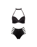 Black silk lingerie set, front view