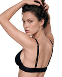 Silk Triangle Bra in Black, back view