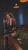 Behind-the-scenes billiards montage showing the Silk Push-Up Bra in Black in halter style.